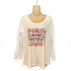 NATURAL LIFE White Long Sleeve Tee with Floral Design